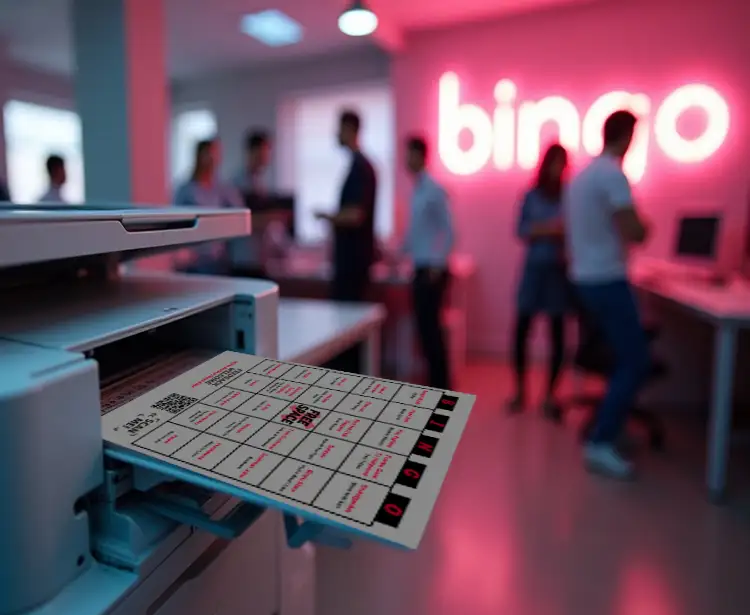 A bingo scorecard coming out of a printer