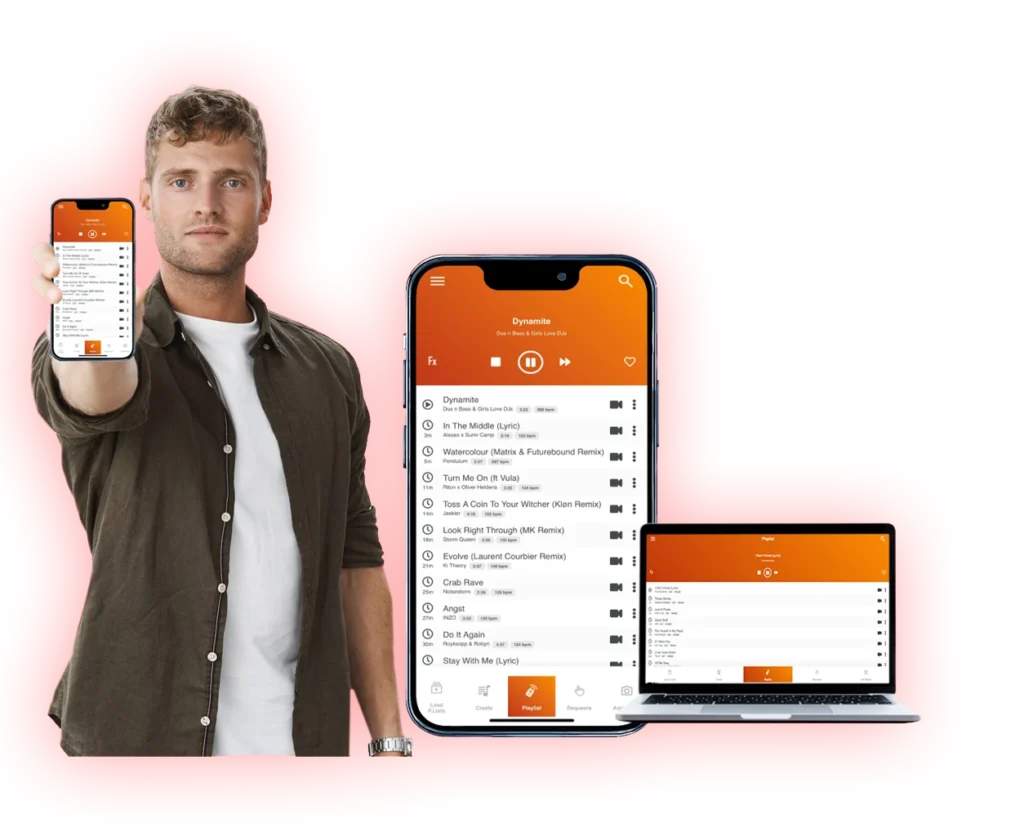 The Orange Door remote app on a phone and laptop